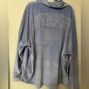 pink velour down neck pullover